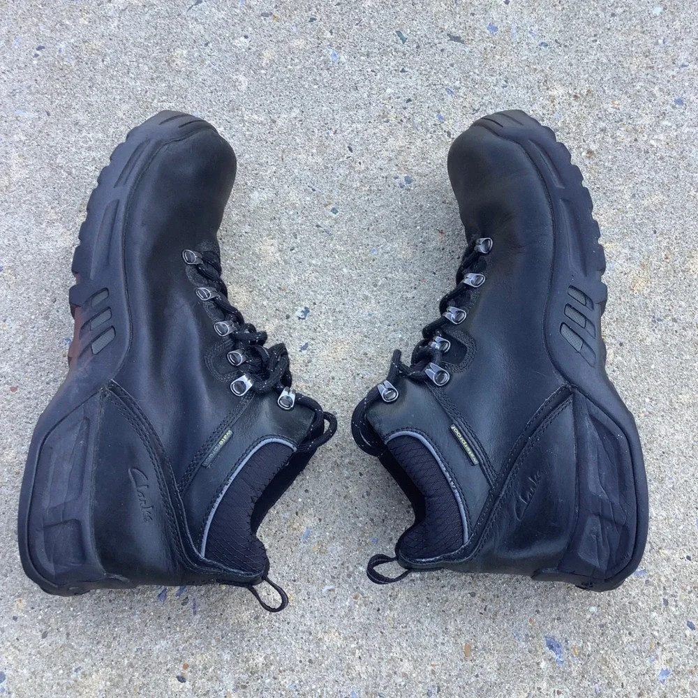 Clarks Mens Waterproof Black Leather Hiking Work Boots Size 10M 23387